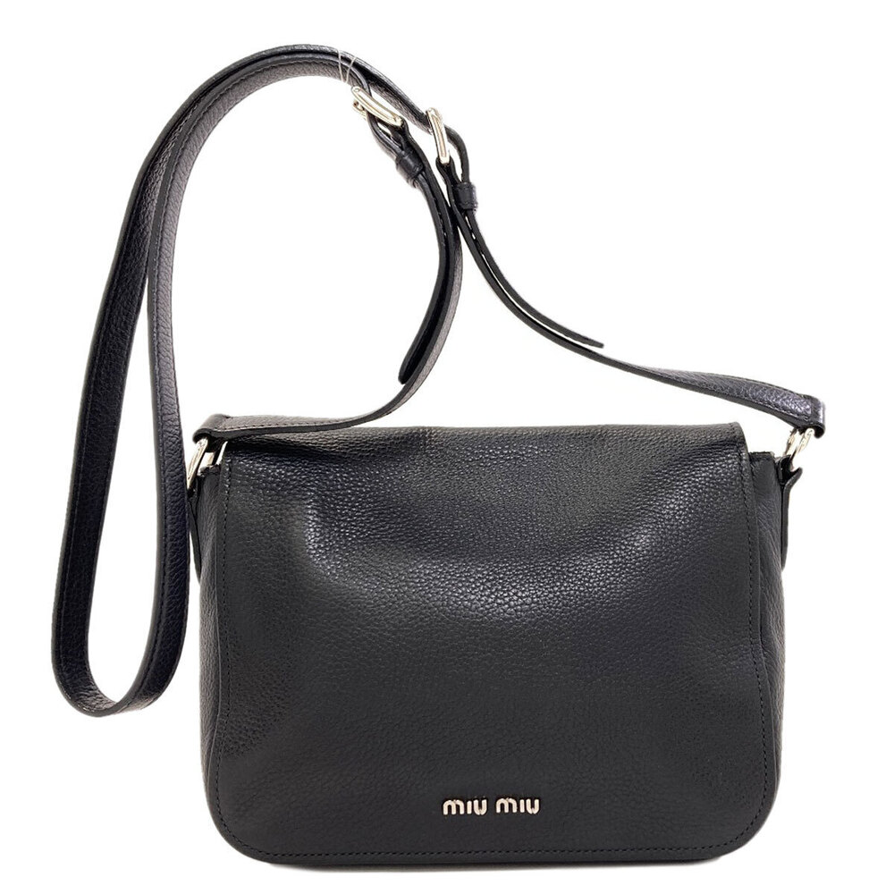 Miu Miu Long Bag Leather Shoulder Black